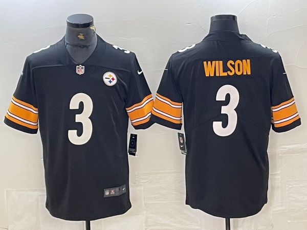 Men Pittsburgh Steelers #3 Wilson Black 2024 Nike Vapor Untouchable Limited NFL Jersey style 2